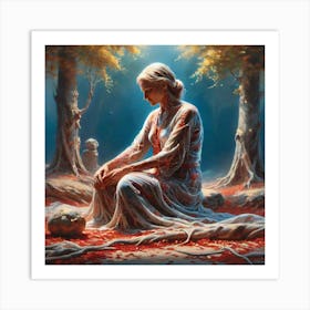 Woman In The Woods 16 Art Print