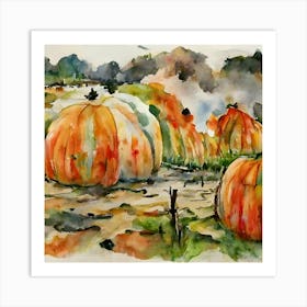 Pumpkins In The Field Art Print