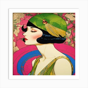 Woman In A Green Hat Art Print