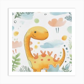 Cute Corythosaurus Dinosaur Watercolour Style  1 Art Print