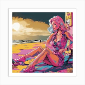 Neon Dystopian Pin-Up Bombshell Beauty Art Print