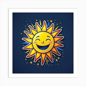 Lovely smiling sun on a blue gradient background 105 Art Print