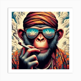 Monkey Smoking Weed 1 Art Print