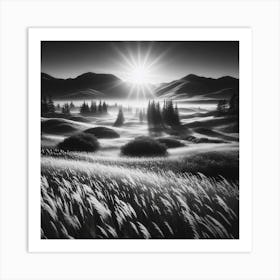 Sunrise In The Grass Art Print