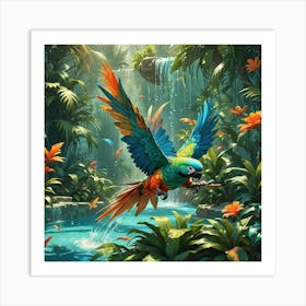 Parrot In The Jungle Art Print