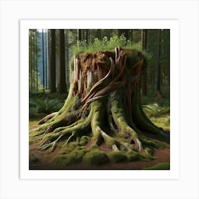 Tree Stump In The Forest 1 Art Print