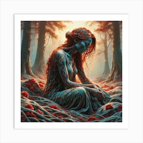 Woman In The Forest 25 Art Print