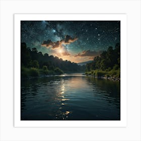 River At Night 1 Art Print