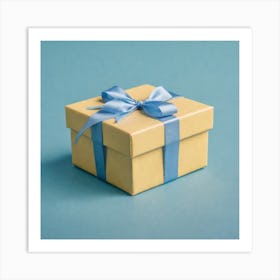 Gift Box With Blue Ribbon 1 Art Print