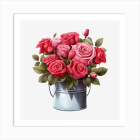 Roses In A Bucket 12 Art Print