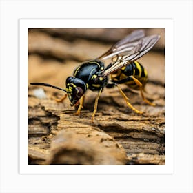 Wasp On Wood 3 Art Print