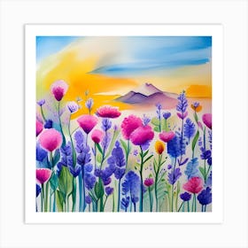 Watercolor Of Wild Flowers Art Print