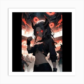 Anime Girl With Red Eyes Art Print