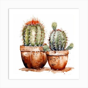 Watercolor Cactus Painting Art Print