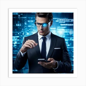 A Sleek Modern Businessman Dressed In A Tailored Suit Emanating Wisdom And Professionalism Immers 2 1 Art Print