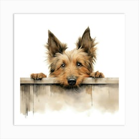 Dog Peeking Over Fence 4 Art Print