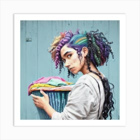 Rainbow Hair Laundry day Art Print