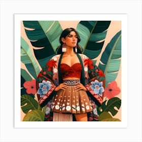 Asian Woman in a Botanical Jungle Art Print