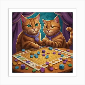 Two Cats Playing Monopoly Art Print