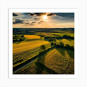 Drone Rural Farm Field Aerial Land Agricultural Crop Countryside Environment Agriculture (4) Art Print