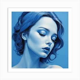 Girl Feeling Blue Art Print Art Print