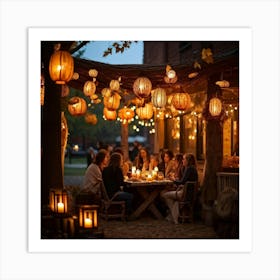 A Lively Autumn Festival Drenched In Rustic Charm Cascading Lanterns Of Burnished Gold And Amber (6) 1 Art Print