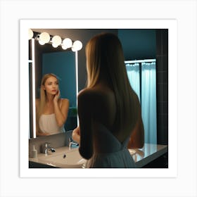 Beautiful Woman In Bathroom Art Print