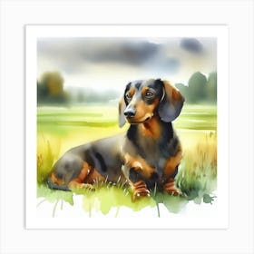 Dachshund Watercolor Painting Art Print