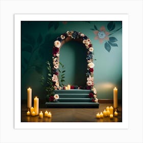 Wedding Ceremony With Candles And Flowers Art Print