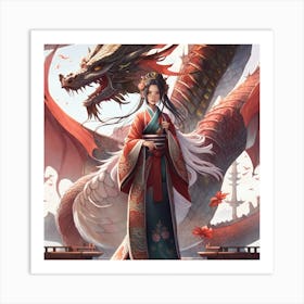 Chinese Woman With Dragon Art Print