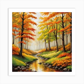 Forest In Autumn In Minimalist Style Square Composition 328 Art Print