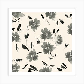 Black And White Flowers Art Print