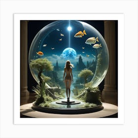 Woman In A Glass Ball 1 Art Print