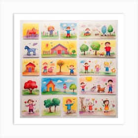 Colorful children's drawings Art Print