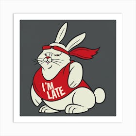  A White Bunny With A Red T Shi Art Print