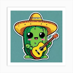 Cactus With Guitar 4 Art Print