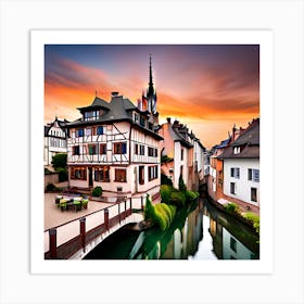 Sunset In The Old Town Art Print