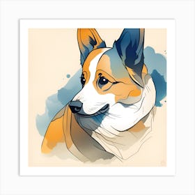 Corgi Portrait 4 Art Print