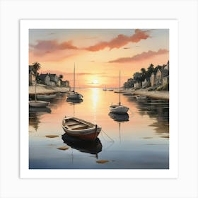 Sailboats At Sunset Art Print 0 Art Print