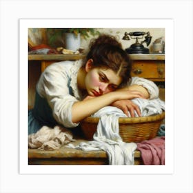 Girl With A Basket Art Print