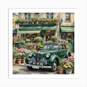 Vintage Car In Paris Art Print