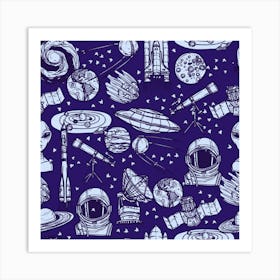 Spaceships And Planets 1 Art Print