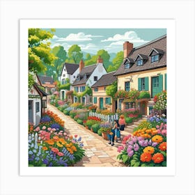 Garden Scene With House Art Print (1) Art Print