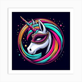 Unicorn With A Mask Art Print