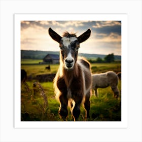 Field Domestic Agriculture Cute Nature Beautiful Rural Herd Farming Animal Farm Farm Anim (5) Art Print