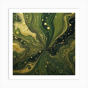 olive gold abstract wave art 3 Art Print