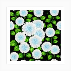 Chrysanthemums On Black Background 1 Art Print