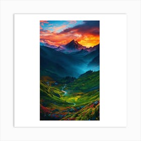 Sunset In The Mountains 20 Art Print