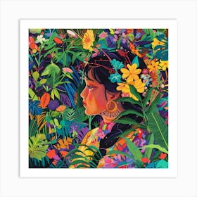 Girl In The Jungle Art Print