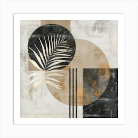 Botanical Geometry: Abstract Palm Leaf in Monochrome Harmony Art Print